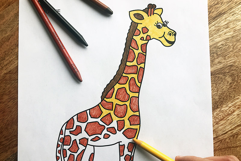 Giraffe Coloring Page Craft