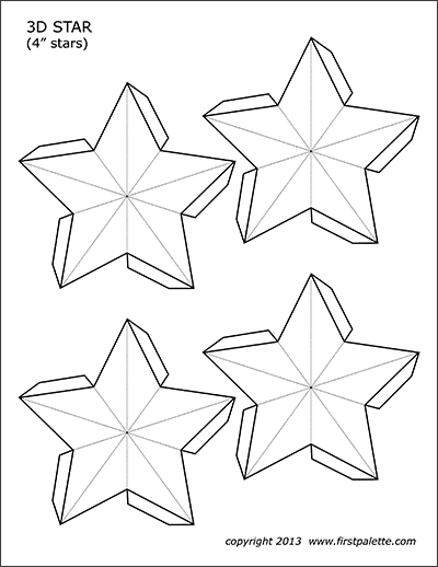 Printable 4-inch 3D Star Template