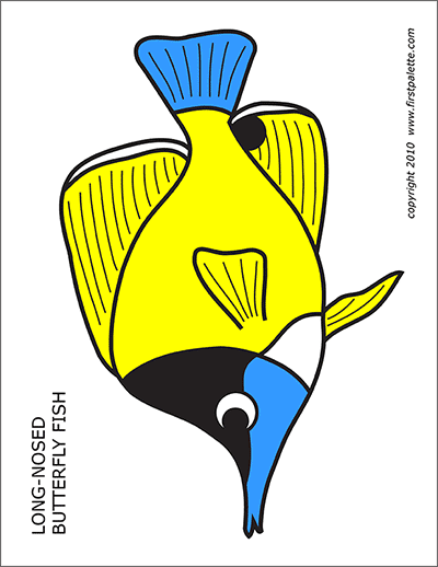 Printable Colored Long-Nosed Butterfly Fish