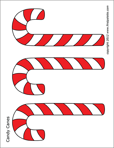 Printable Medium-sized Colored Candy Canes