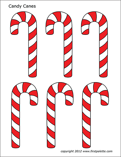 Printable Small Colored Candy Canes