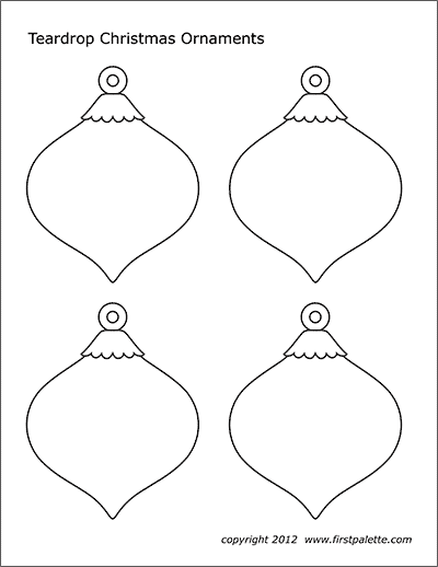 Printable Teardrop Christmas Tree Ornaments - Set 1