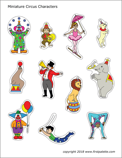 Printable Colored Miniature Circus Characters
