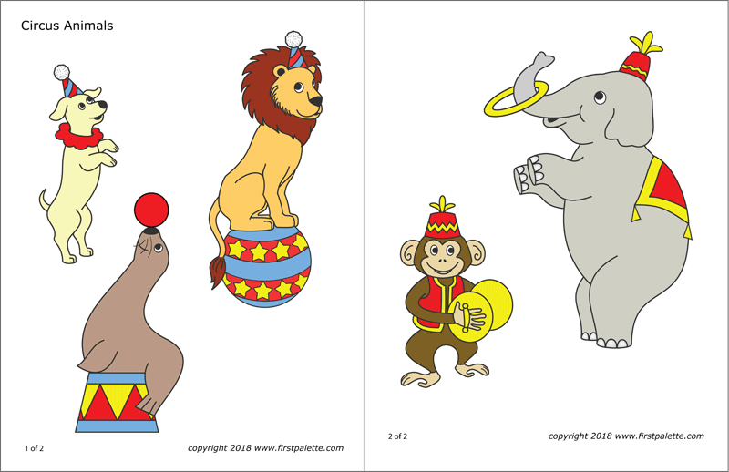 Printable Colored Circus Animals