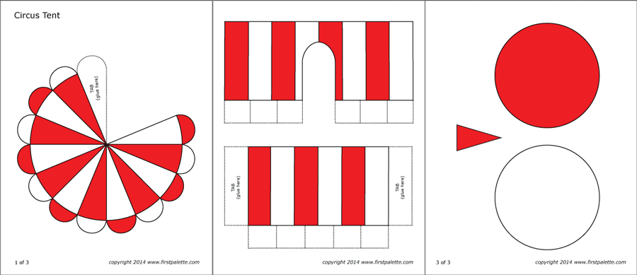 Red and white circus tent template