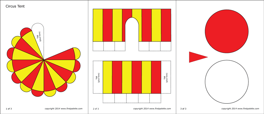 Red and yellow circus tent template