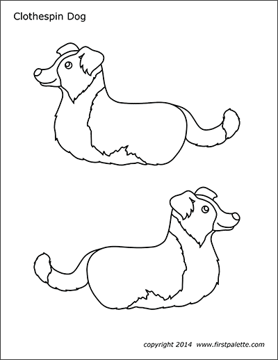 Printable Clothespin Dog Coloring Page