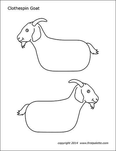 Printable Clothespin Goat Coloring Page