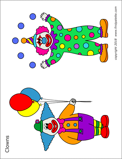 Printable colored clowns