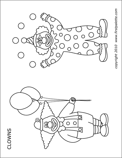 Printable clown coloring pages