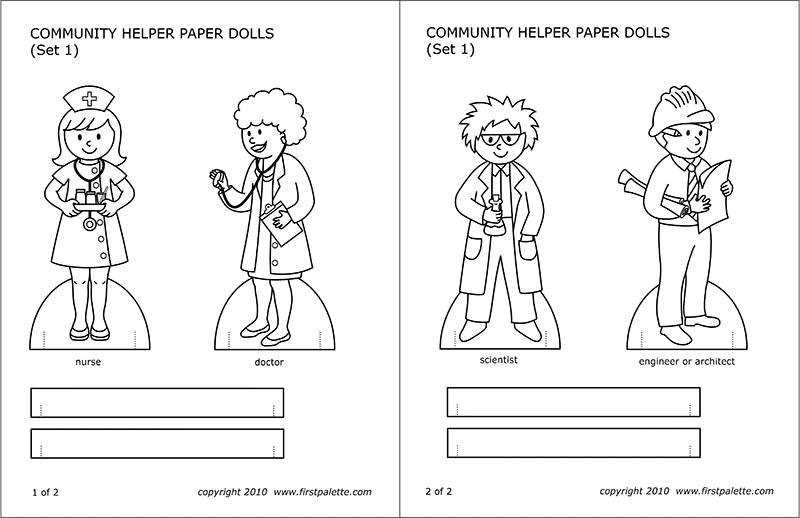 Printable Community Helper Paper Dolls - Set 1