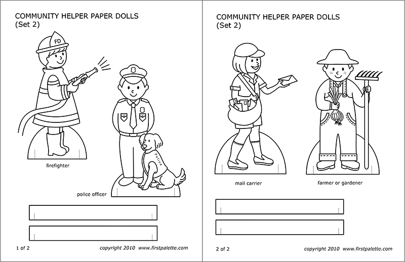 Printable Community Helper Paper Dolls - Set 2