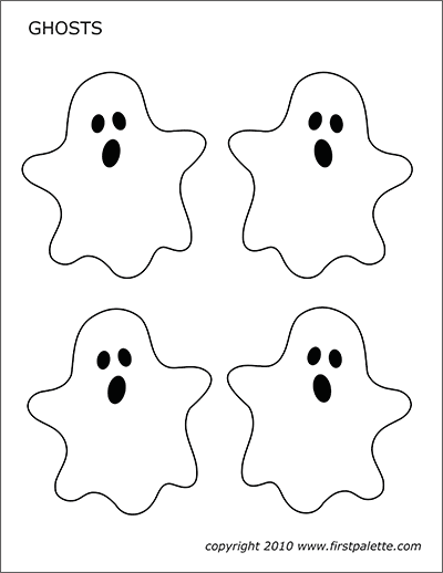 Printable Small Colored Ghosts