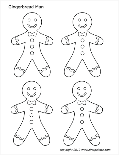Printable Gingerbread People Coloring Page - Set 1