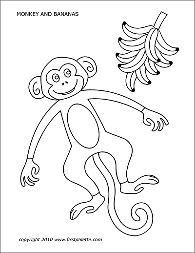 Printable Monkey and Bananas Coloring Page
