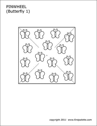 Printable Pinwheel Template - Butterflies 1