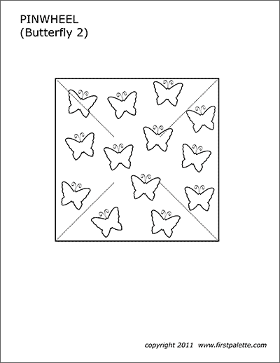 Printable Pinwheel Template - Butterflies 2