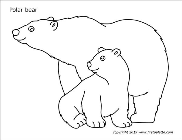 Printable Polar Bear and Cub Coloring Page