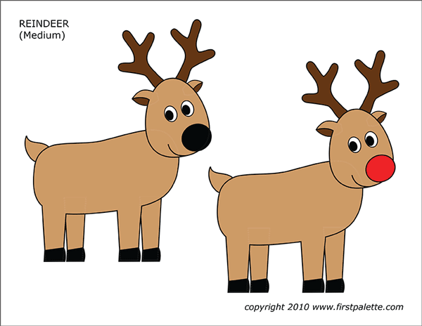 Printable Colored Reindeer - Set 2