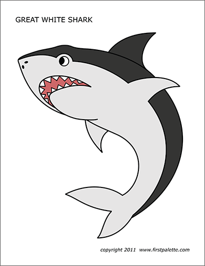 Printable Colored great white shark