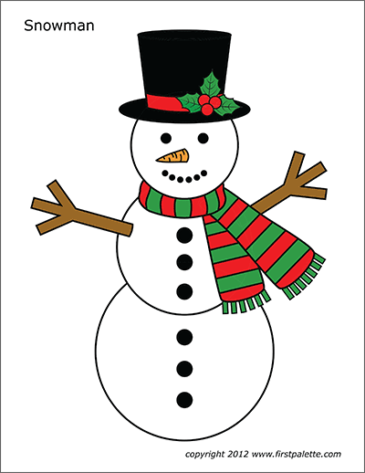 Printable Colored Large Snowman 1