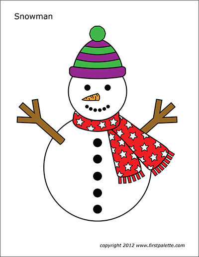 Printable Colored Large Snowman 2