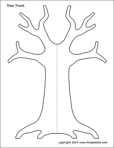 Printable tree trunk with roots template