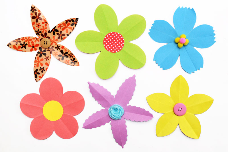 Folding Paper Flowers 5 Petals Kids Crafts Fun Craft