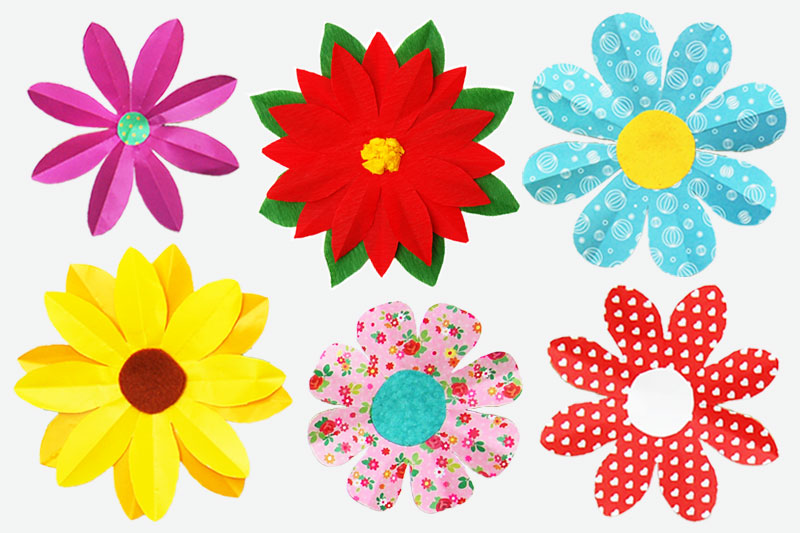 Folding Paper Flowers 8 Petals Kids Crafts Fun Craft Ideas