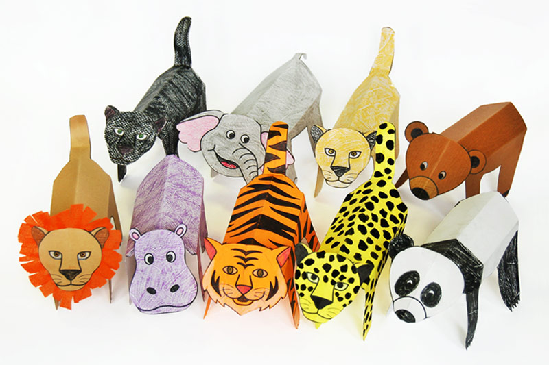Folding Paper Zoo Animals Kids Crafts Fun Craft Ideas