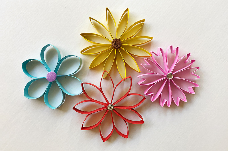 Paper Roll Flower Art For Kids - Easy Rainbow Flowers