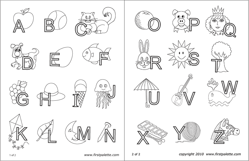 alphabet interlaced with objects free printable templates coloring pages firstpalette com