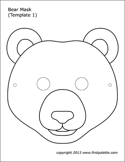 Bear Masks | Free Printable Templates & Coloring Pages | FirstPalette.com