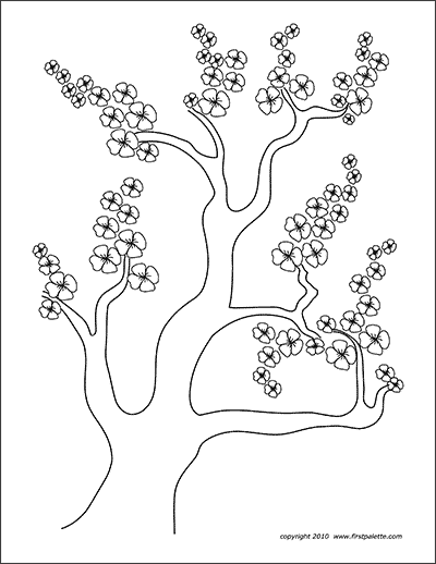 cherry blossom tree drawing outline