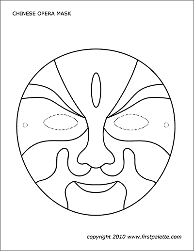 Printable Chinese Opera Mask Coloring Page