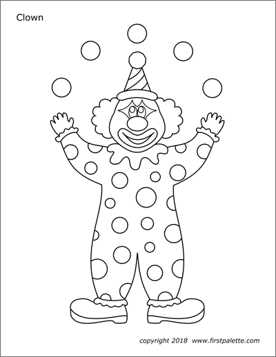 Clowns | Free Printable Templates & Coloring Pages | FirstPalette.com