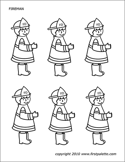 Fireman | Free Printable Templates & Coloring Pages | FirstPalette.com