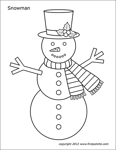 Snowman Free Printable Templates Coloring Pages FirstPalette com